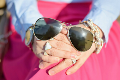 Aviator sunglasses with Kendra Scott ring