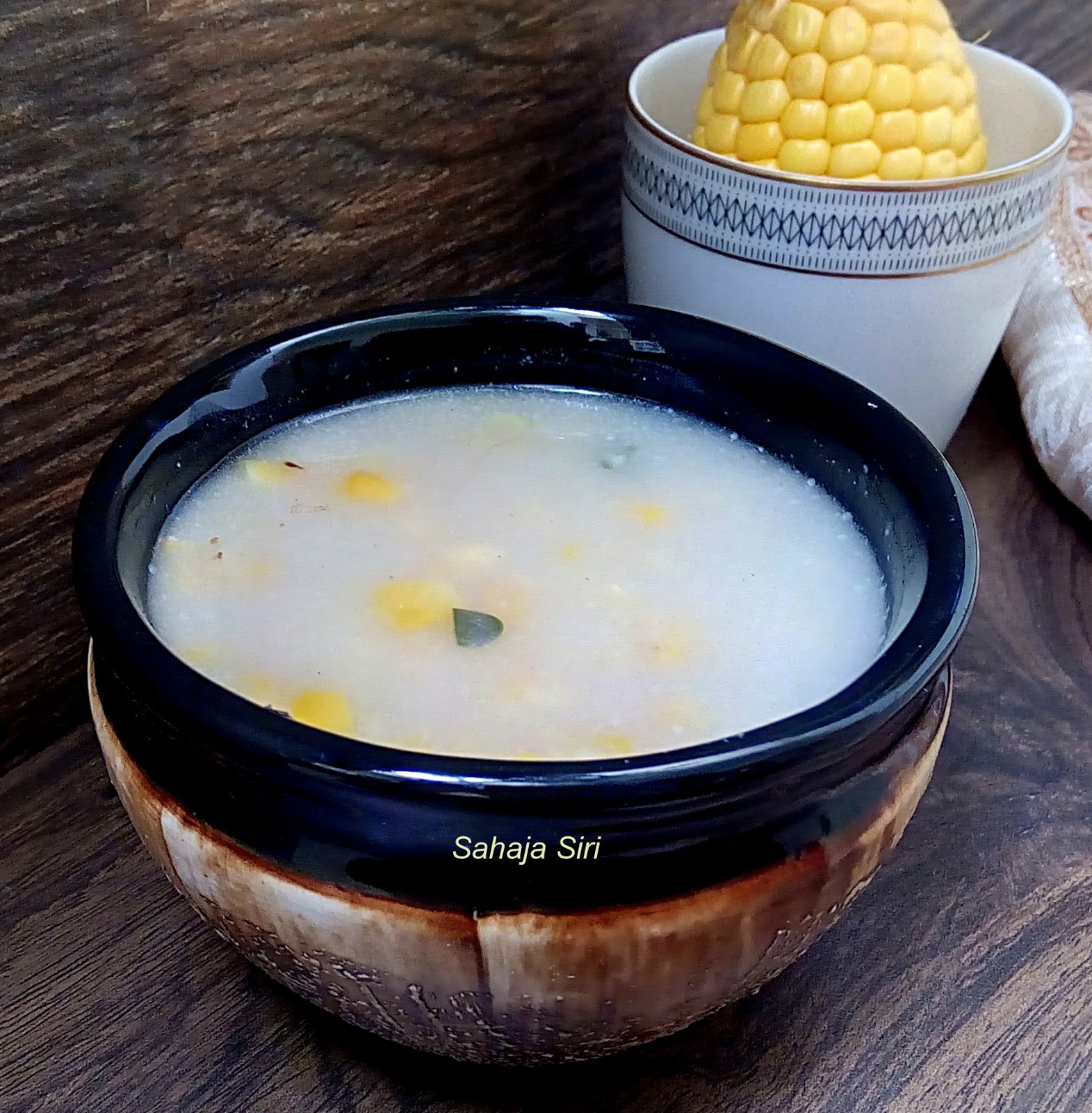 Creamy vegan sweet corn soup with coconut milk