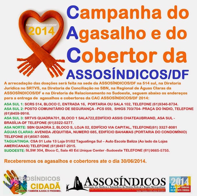 Campanha do Agasalho e do Cobertor da ASSOSÍNDICOS/DF