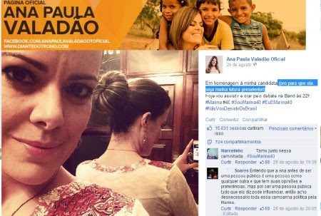 Ana paula Valadão declara apoio a Marina Silva