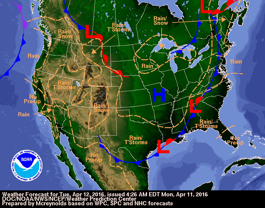 National Forecast Map 
Courtest of the NOAA Weather Prediction Center