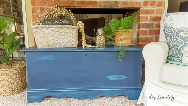 antiqued chest with DIY paint and glaze