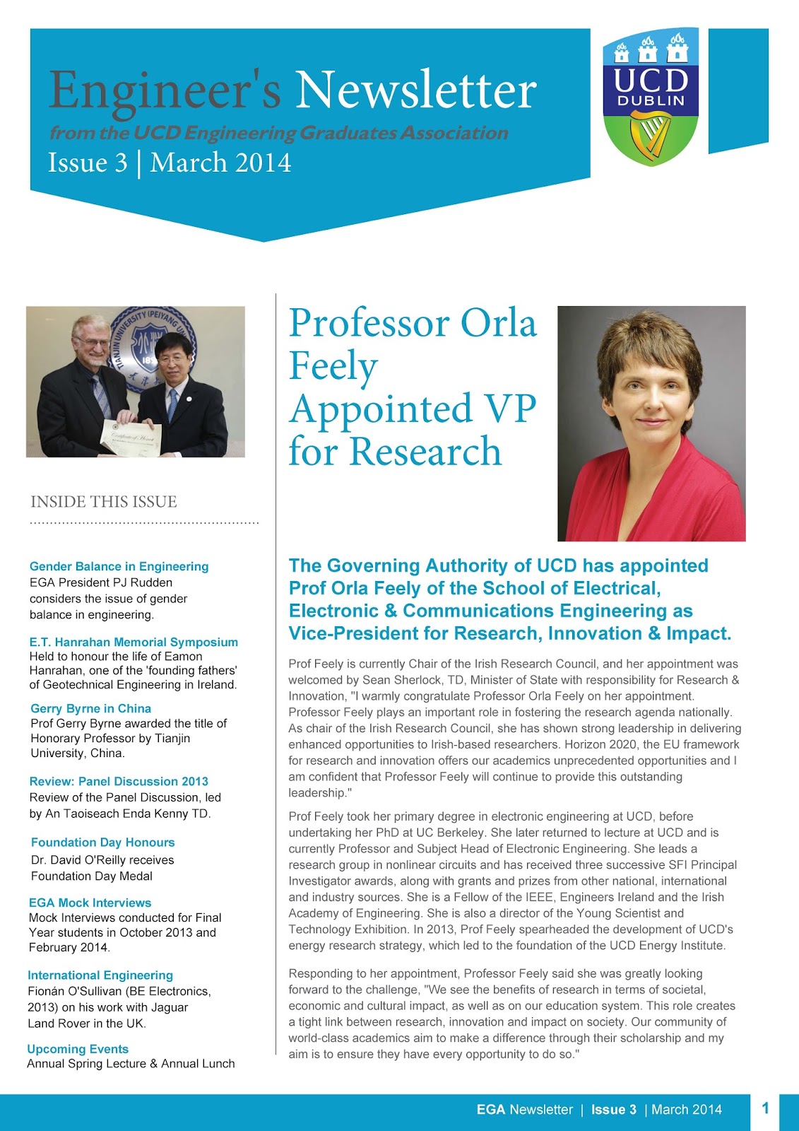 UCD Engineering Graduates Association Presidents's Blog Summer Edition