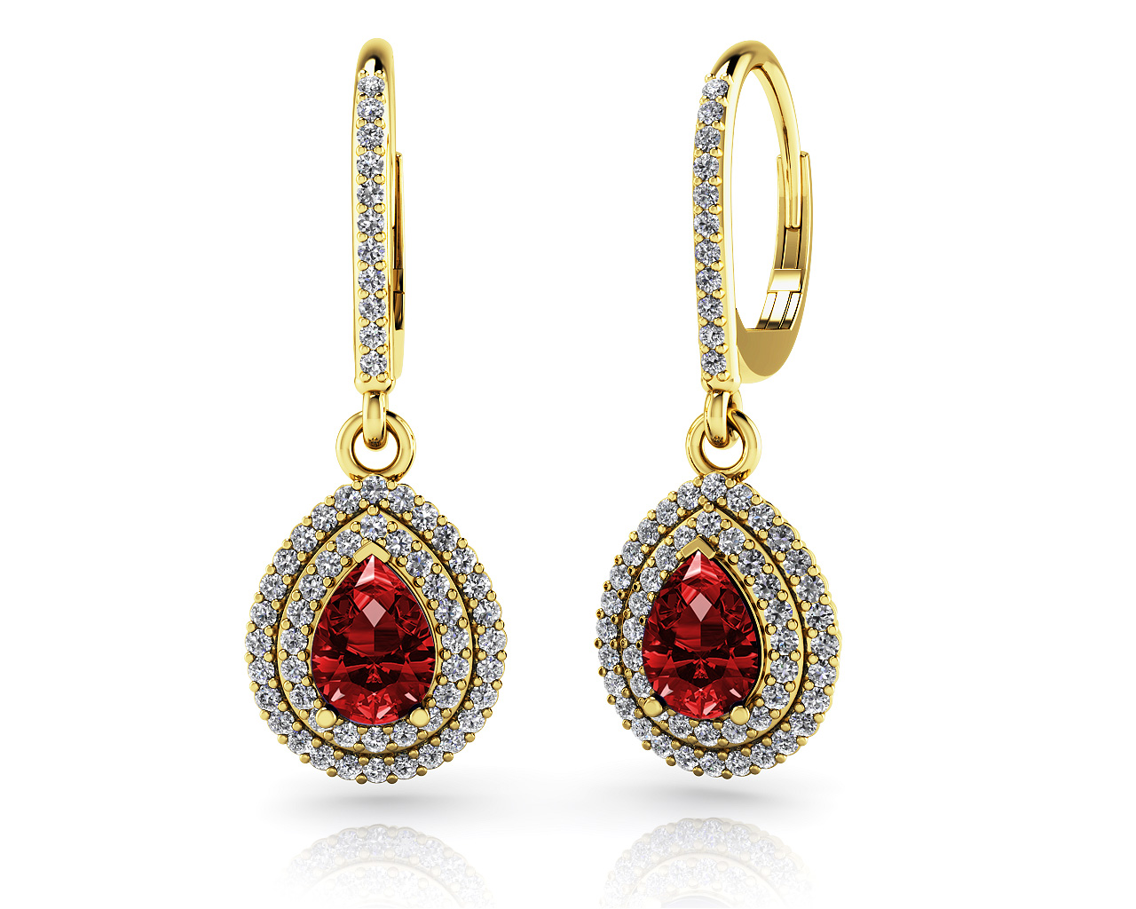 Vintage Teardrop Diamond and Gemstone Earrings