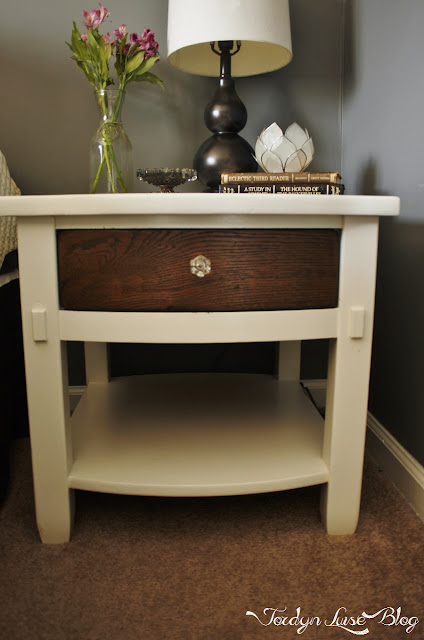 JL Designs: Warm Wood & White Night Stands;