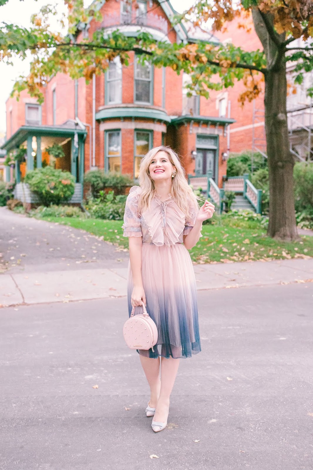 What To Wear To a Fall Engagement Party as a Guest - Chicwish gradient pleated midi tulle dress