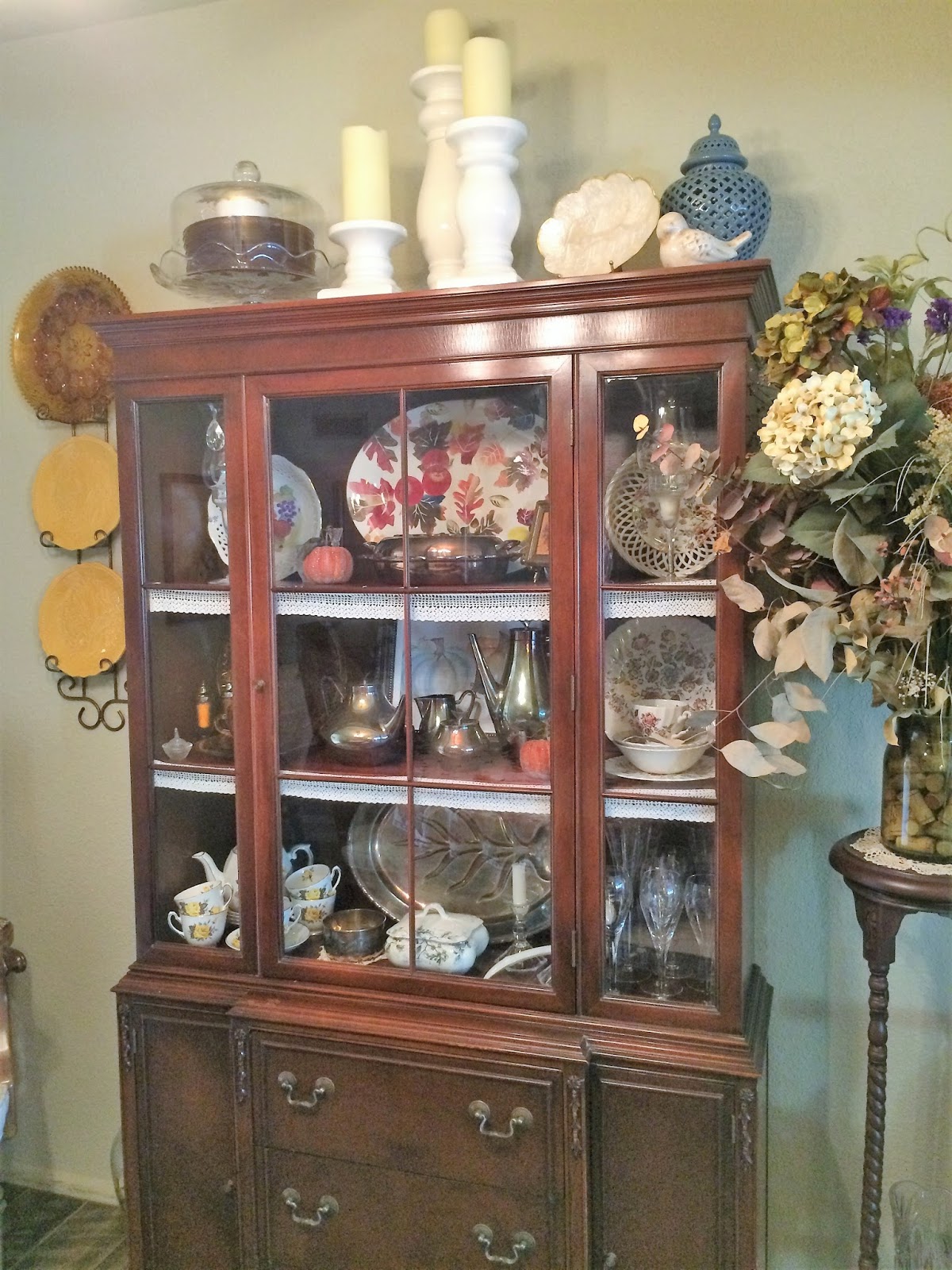 China Hutch Fall Decor