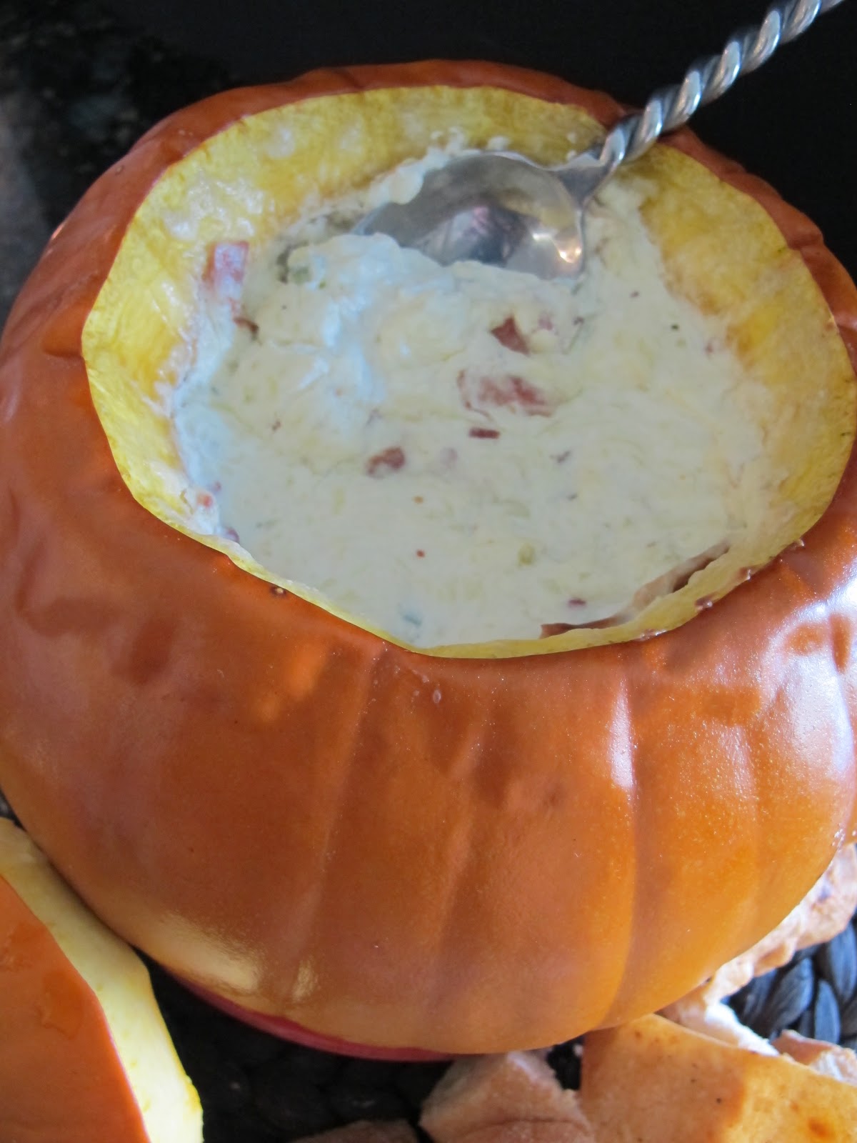 Bacon Jalapeno Dip in a Baked Pumpkin Purple Chocolat Home