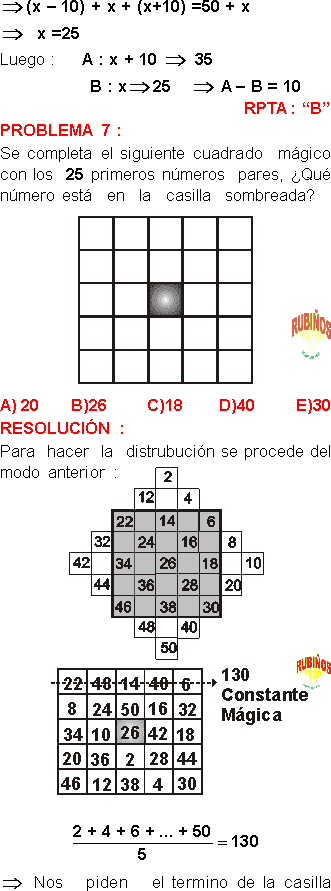 Cuadrados Magicos Ejercicios Resueltos Examen De Ingreso A La Universidad Pdf