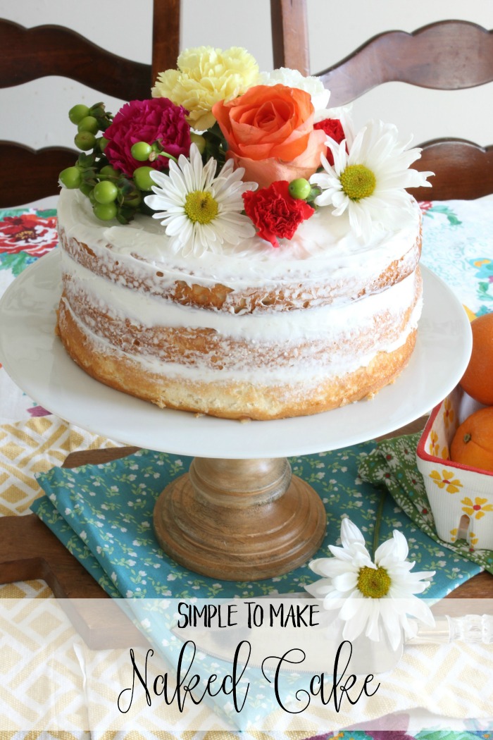 Easy Naked Cake Made Using Boxed Cake Mix & Grocery Store Flowers - www.goldenboysandme.com