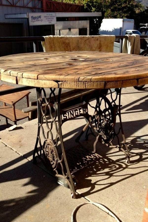 Old furniture redesign &#8211; the old sewing machine use as vintage furniture
