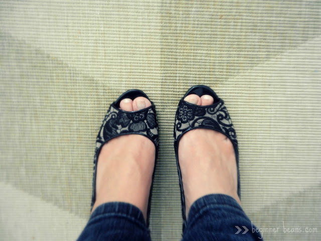 lacy peep toe heels