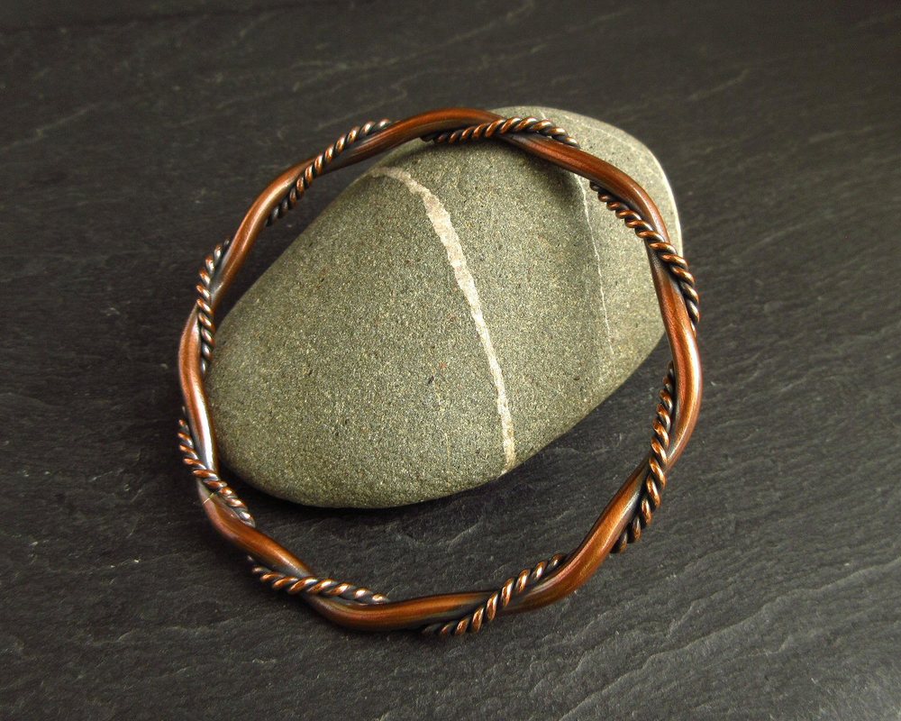 Double Twist Copper Bangle