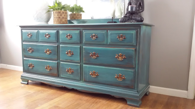Bohemian Painted dresser, teal Bohemian Painted dresser, teal