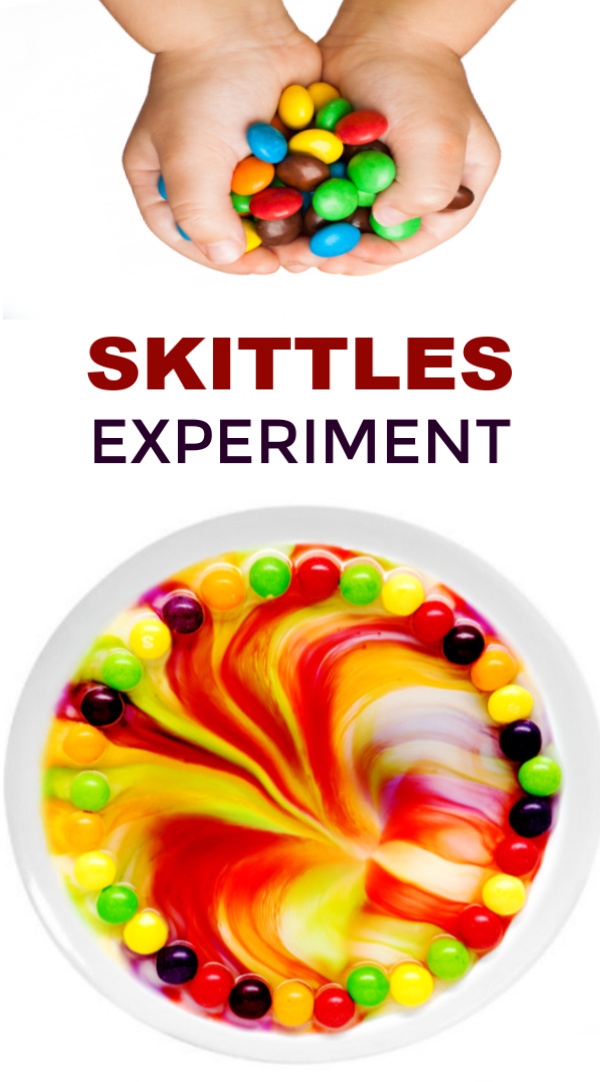 Explore beautiful science with the skittles rainbow experiment for kids!  This project is easy to set-up and great for all ages. #skittlesrainbowexperiment #skittles #skittlessciencefairproject #skittlesscienceexperiment #skittlesrainbow #skittlesexperimentforkids #sciencefairprojects #scieneexperimentskids