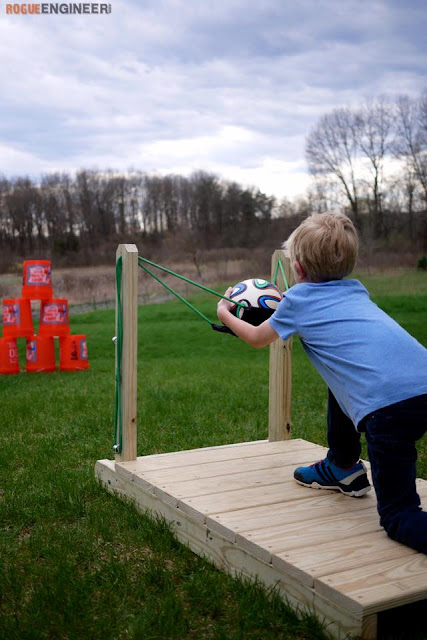 DIY backyard sling shot yard game