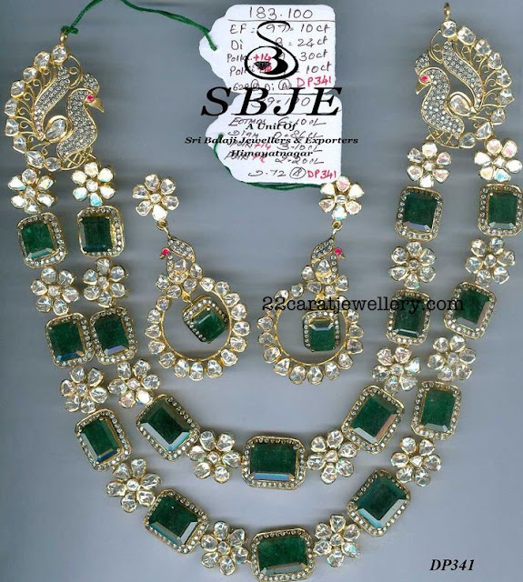 Two Layer Emerald Haram with Peacocks Two Layer Emerald Haram with Peacocks