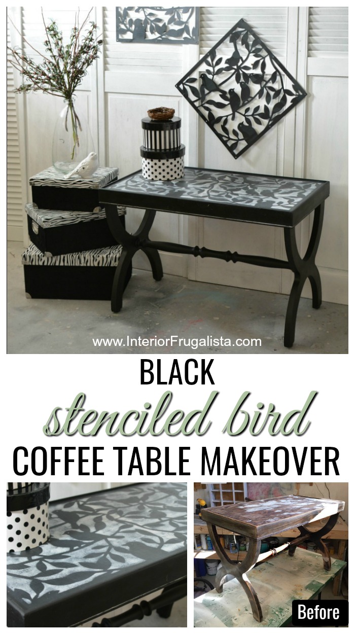Black Stenciled Coffee Table With Plastic Overlays Interior Frugalista