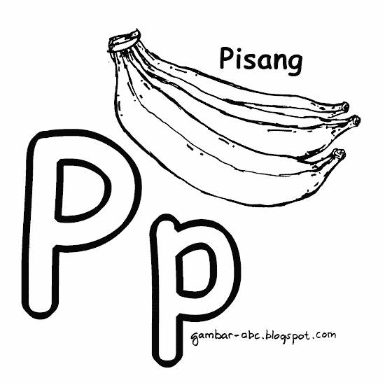 gambar mewarnai huruf p pisang