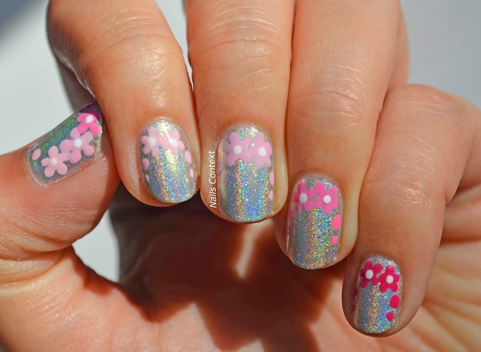 2. Holographic Pink Nail Art - wide 3