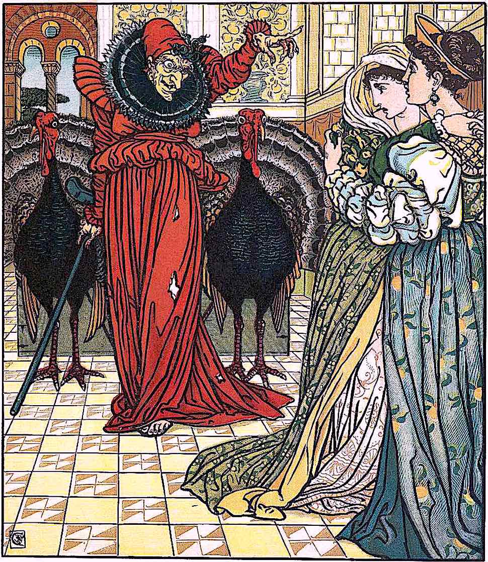 Walter Crane Walter Crane, a red witch with turkeys