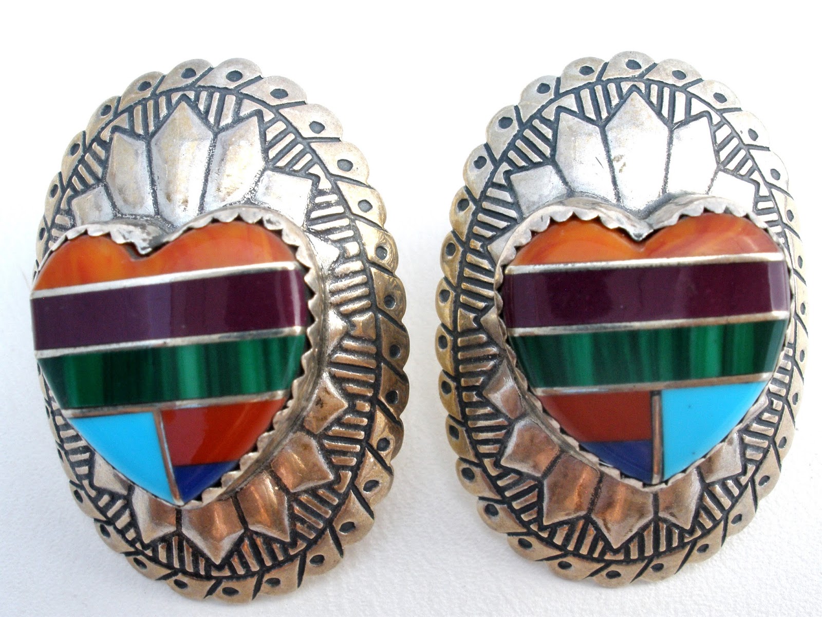 The Jewelry Lady's Store: Vintage Sterling Silver Inlay Gemstone ...