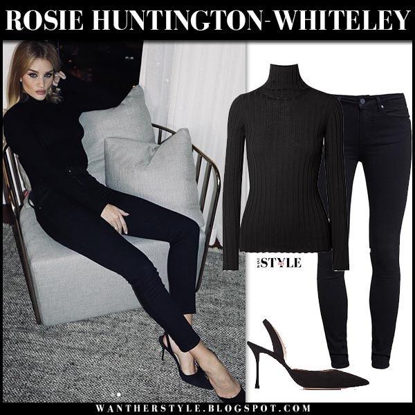 black turtleneck with black jeans