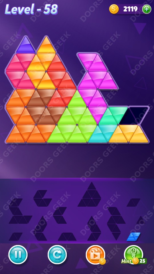 Block! Triangle Puzzle 12 Mania Level 58 Solution Doors Geek