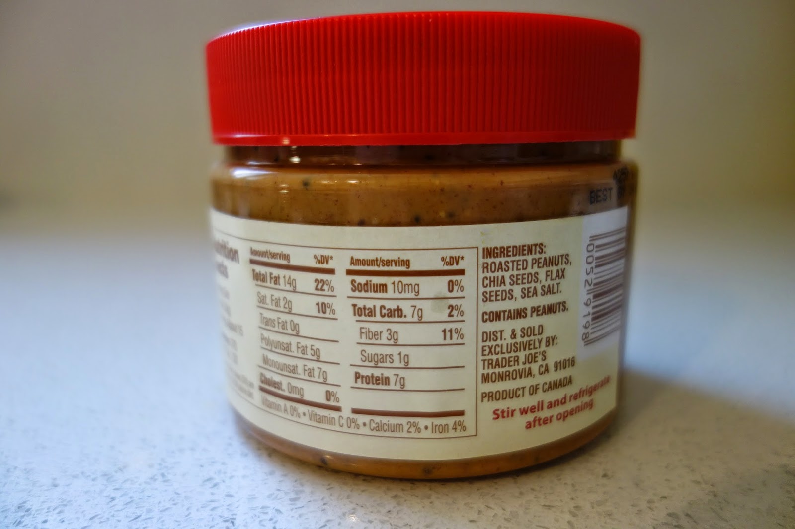 Trader Joe's Crunchy Salted Peanut Butter with Flax & Chia Seeds