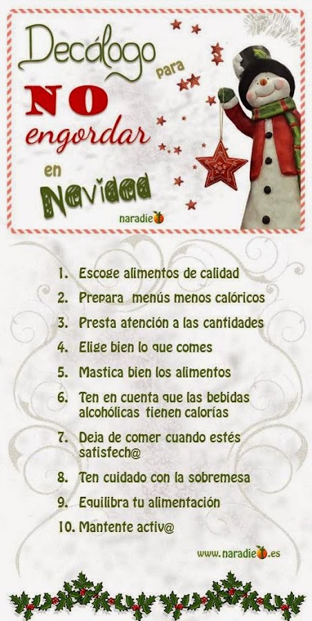 decálogo para no engordar en navidad