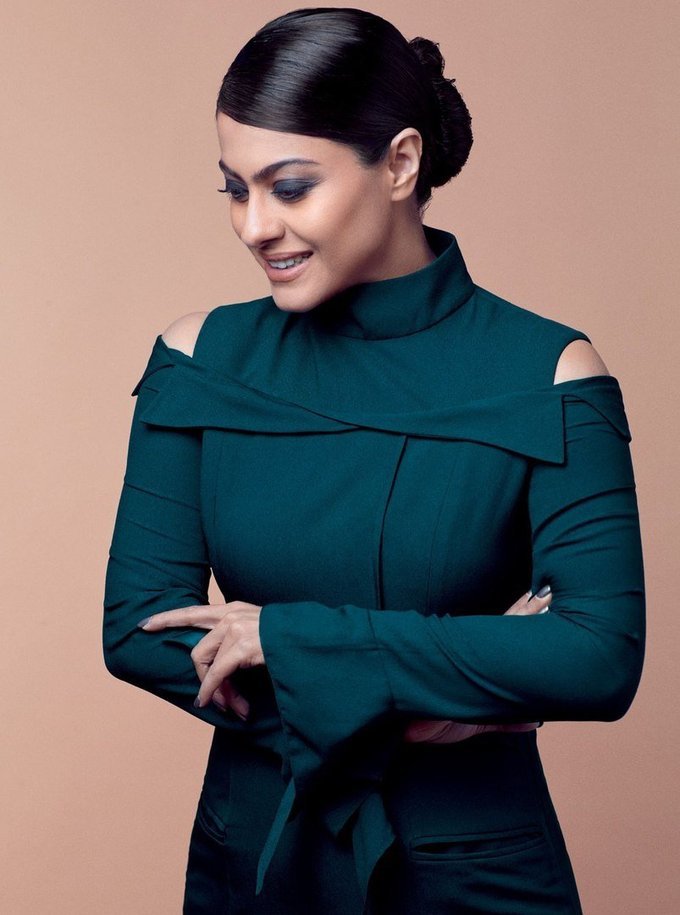 Glamorous Mumbai Actress Kajol Photo Shoot In Blue Dress