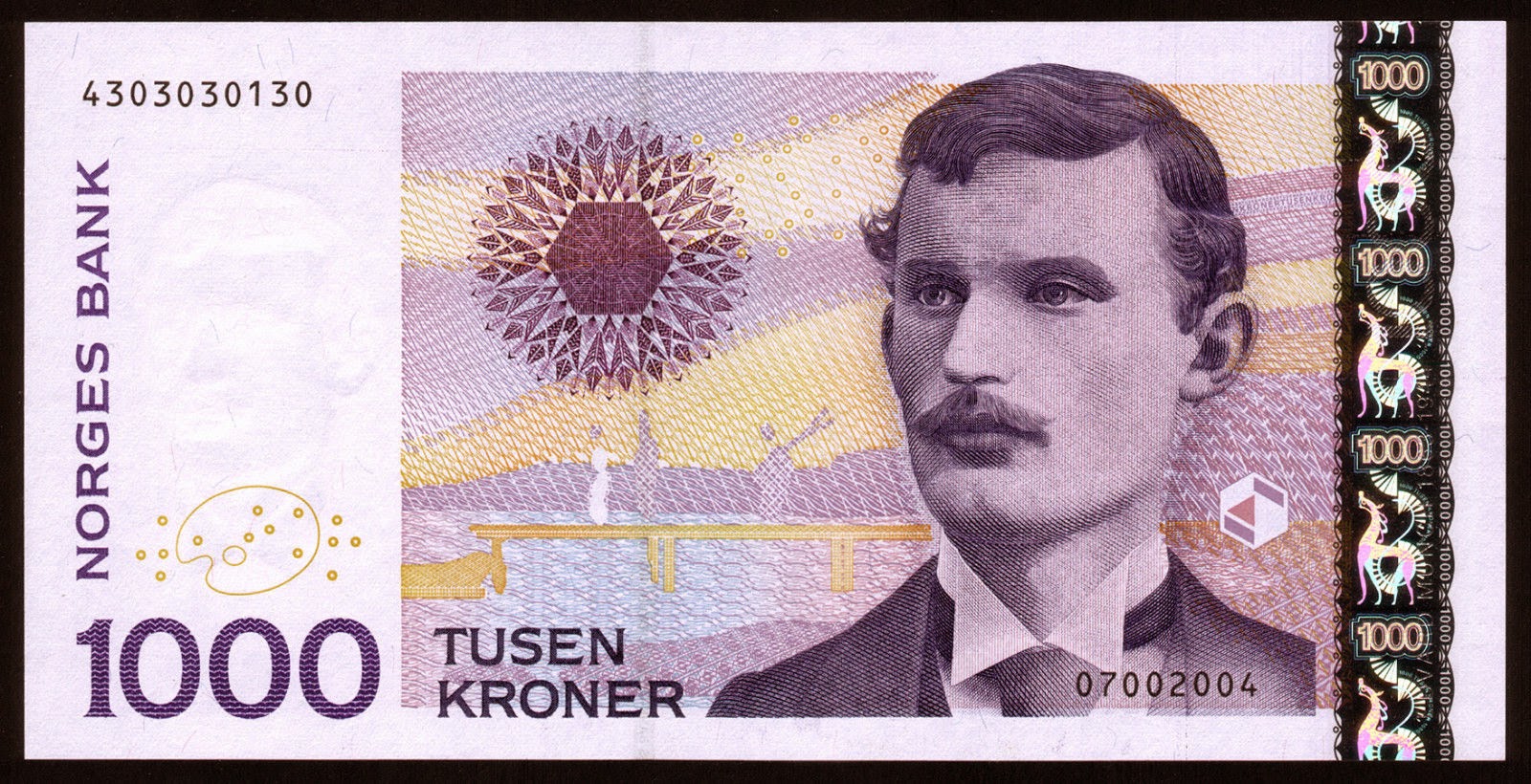 Norway 1000 Norwegian Kroner Note 2001 Edvard Munch World Banknotes 