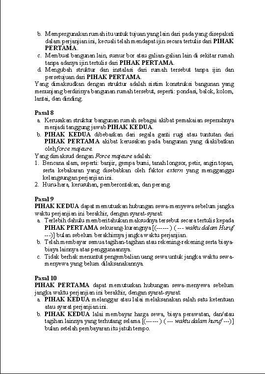 contoh surat perjanjian sewa rumah ruko kios contoh surat perjanjian sewa rumah ruko kios