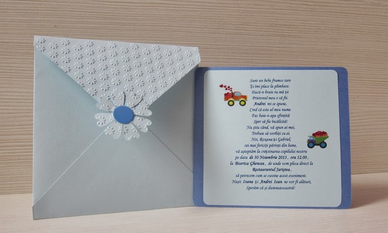 Myspecialday Invitatie Botez Baiat Hand Made Cu Capac Embosat