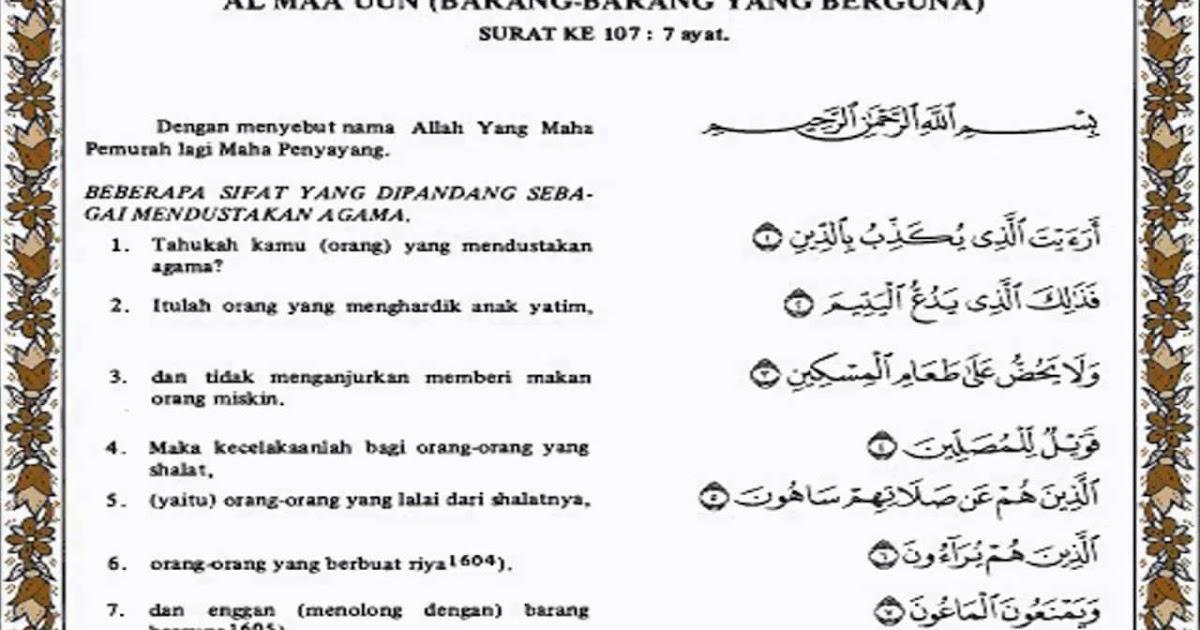 Latar Belakang Surah Al Maun