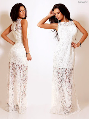 Vestidos de encaje blanco largos Vestidos de encaje blanco largos