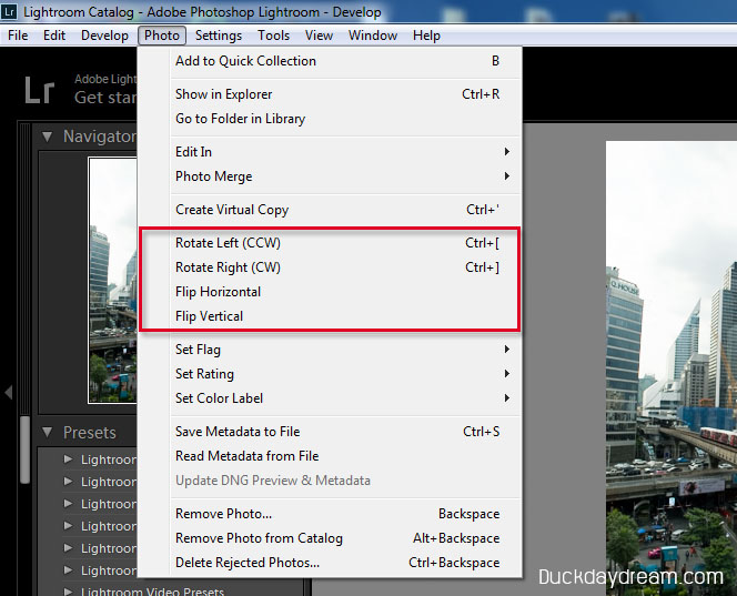 การหมุนรูป การกลับรูปใน Lightroom CC