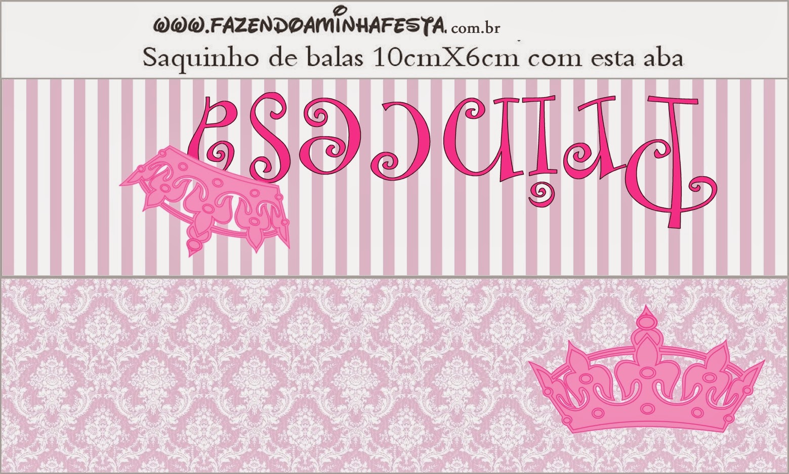 Etiqueta para bolsas de golosinas de Fiestas de Princesas.