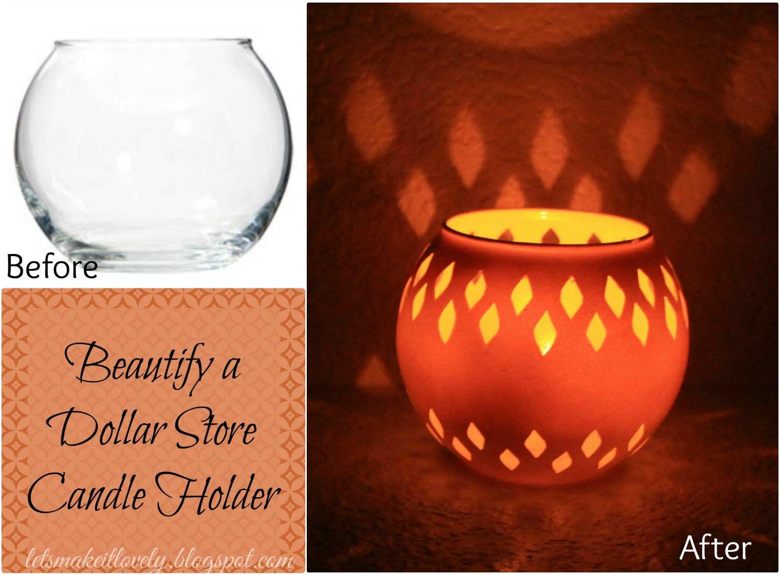 Beautify a plain dollar store candle holder. Diwali Decor. Home Decor. Christmas Gift Idea