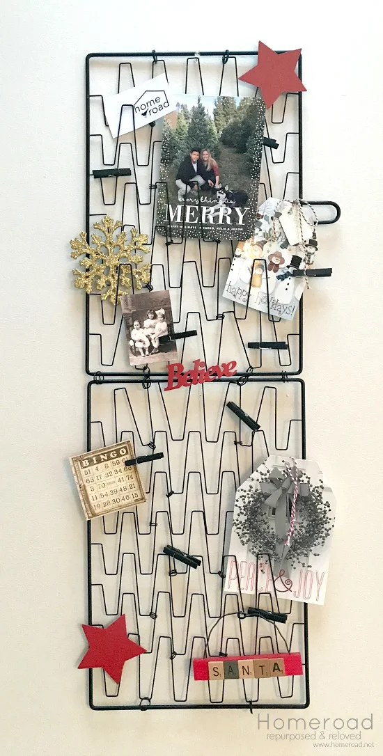 Repurposed Christmas card display for Christmas