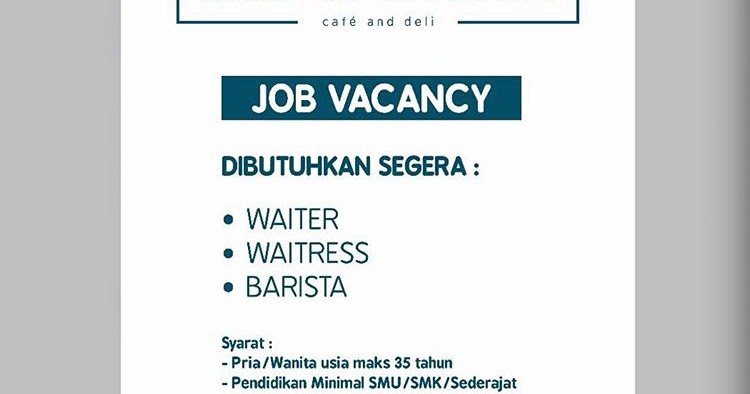 Lowongan Coffee Barista Dan Waiter Waitress Purwokerto Banyumaskarir Com