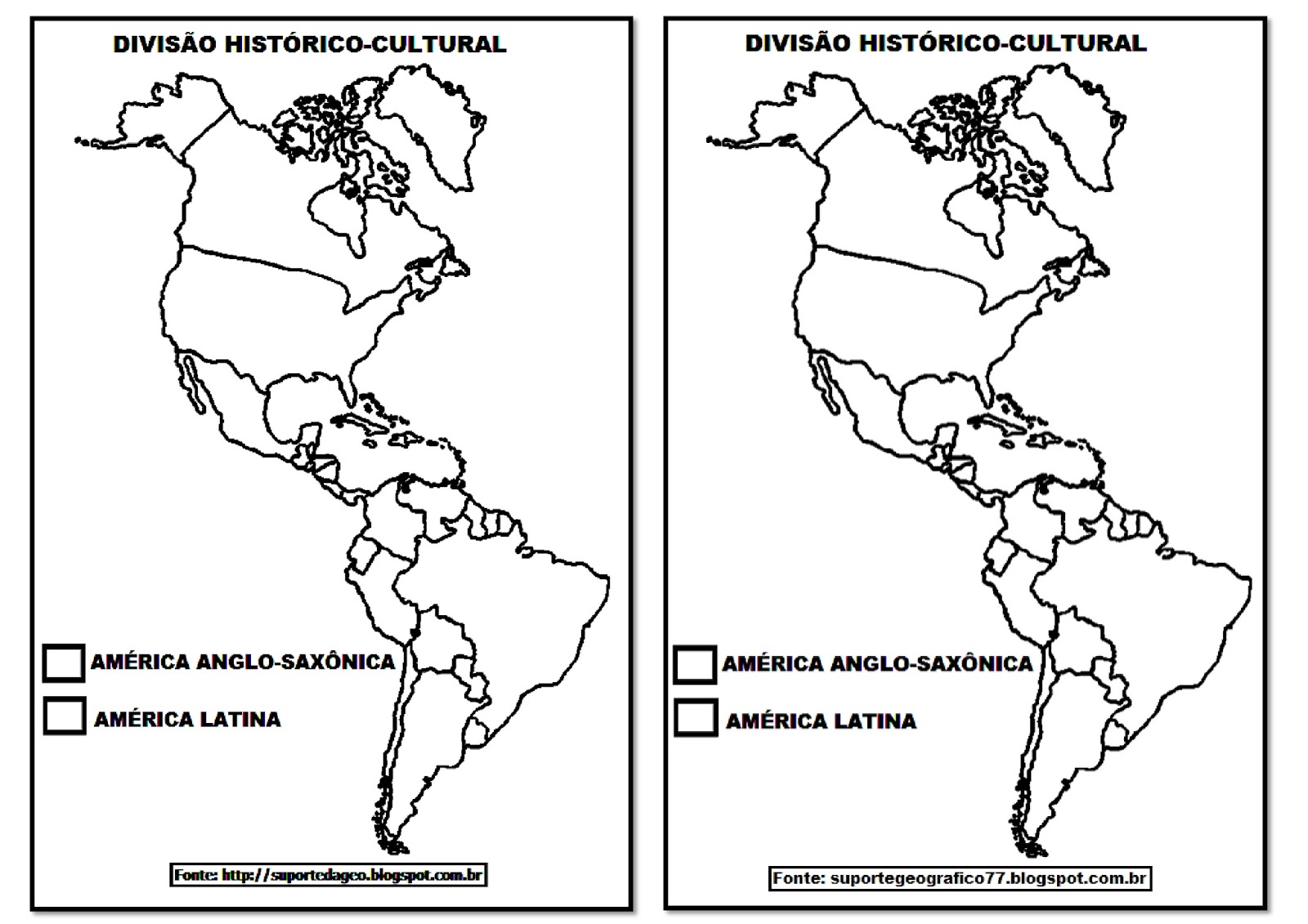Suporte Geográfico AMÉRICA ATIVIDADES COM MAPAS