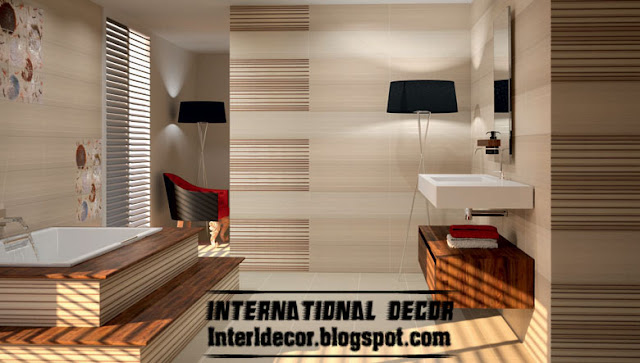 contemporary wall tile design for bathroom, stripes tiles