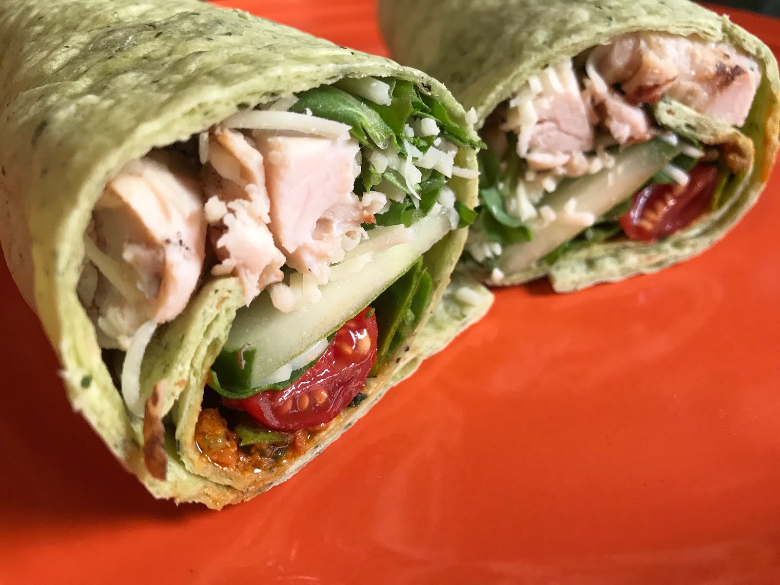 Chicken and Veggie Spinach Wrap