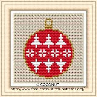 Mini Christmas Ornament 5, Free and easy printable cross stitch pattern