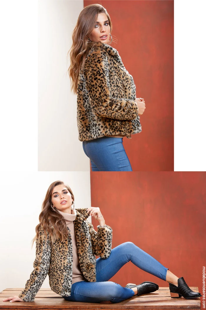 Tapados simil piel invierno 2019 animal print leopardo moda.