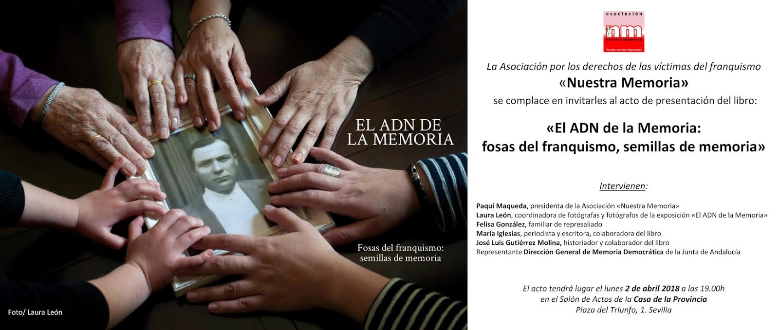 Presentación libro "El ADN de la Memoria:fosas del franquismo,semillas de memoria". Martes 2 Abril