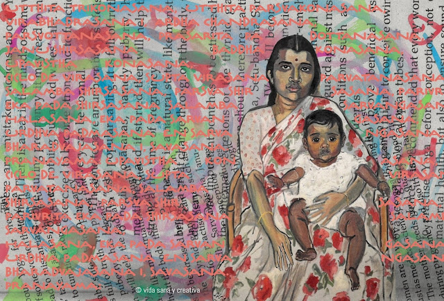 Collage de Carmen Peralto. Yoga y embarazo. Vida sana y creativa