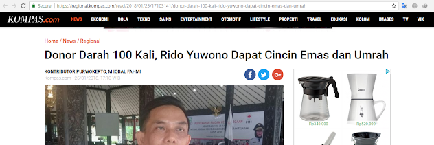 Donor Darah 100 kali, Rido Yuwono Dapat Cincin Emas dan Umroh. Donor Darah PMI
