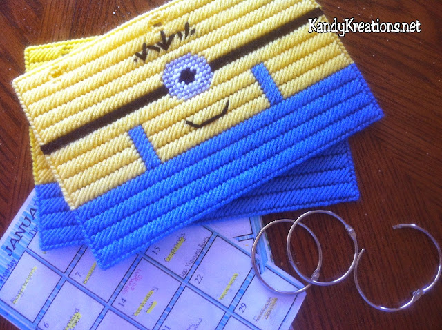 Make your own notebook cover using this fun, free plastic canvas pattern.  You can use your own Despicable Me Minion to cover your favorite recipe book, notebook, blog planner, or journal with this quick and easy pattern.